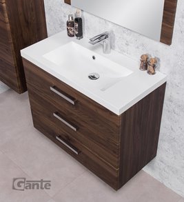 Szafka łazienkowa wisząca z umywalką 80 cm 39/3 Fokus kolor orzech