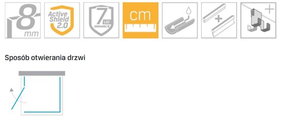 Kabina prostokątna przyścienna z bocznym wejściem 90x80 EXK-0196 Eventa New Trendy