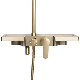 Złoty szczotkowany zestaw prysznicowy z półką Bravo Rea Gold Brush