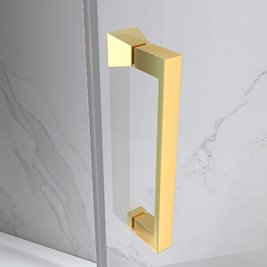 Złota kabina prysznicowa pięciokątna 80x80 drzwi uchylne KZ10A