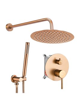 Miedź szczotkowana zestaw prysznicowy podtynkowy box Lungo Rea