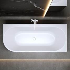 Wanna przyścienna biały przelew oraz korek narożna prawa 150 cm Mera Hydrosan