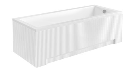 Biała ryflowana wanna prostokątna z obudową 160 cm Modern Besco