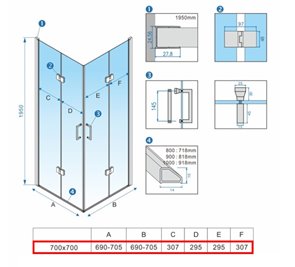 Kabina prysznicowa drzwi składane czarna kwadratowa 70x70 KZ08A