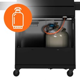 Grill gazowy ZEUS-C kolor czarny ruszt żeliwny moc 14,5 kW + pokrowiec + palnik boczny + LED zdjęcie 25