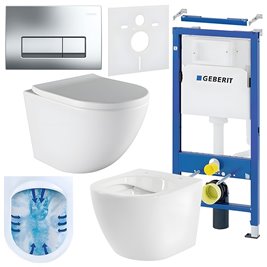 Zestaw podtynkowy stelaż GEBERIT DUOFIX + miska PURO-WH-02 + przycisk DELTA 50 chrom