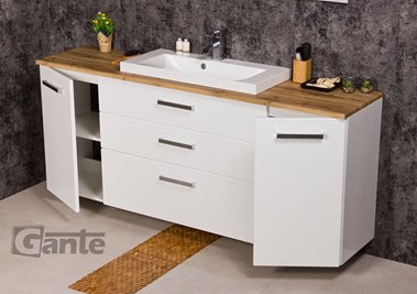 Szafka wisząca z umywalką 180 cm blat dąb naturalny 180/39/C3 seria Fokus B