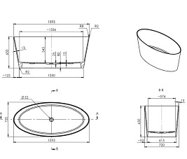 Wanna wolnostojąca z lanego marmuru, Marble+ Roma 159 BP