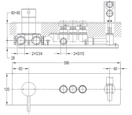 Bateria podtynkowa, 3 wyjściowa Y1237/1 GC GoClick Omnires