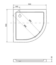 Brodzik półokrągły 90x90 Aron Besco