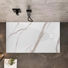 Brodzik prostokątny biały struktura kamienia smc 120x90 Magnum Carrara White Rea