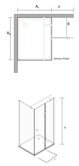 Kabina prysznicowa, prostokątna 100x80 cm BK247T08/10P