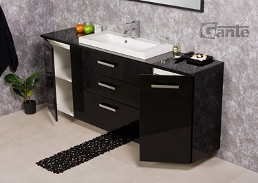 Czarna szafka wisząca z umywalką 180 cm seria Fokus C