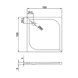 Brodzik kwadratowy 100x100 B-0138 Cantare New Trendy