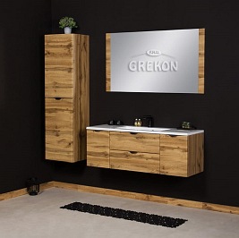 Szafka łazienkowa z umywalką wisząca dąb naturalny 120 cm Victa Gante