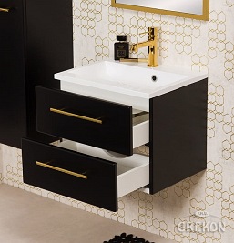 Szafka wisząca z umywalką czarny mat 50 cm Belli Gold Gante