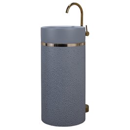 Umywalka wolnostojąca ceramiczna okrągła szara 86x40 cm SCOT1-GR-WOF-860