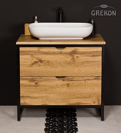 Szafka z białą umywalką styl loftowy 80 cm seria New York