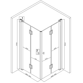 Czarna kabina prysznicowa kwadratowa loft szprosy drzwi składane 90x90 BS08B