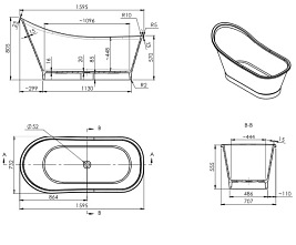 Wanna wolnostojąca z lanego marmuru, Marble+ Venezia 159 BP