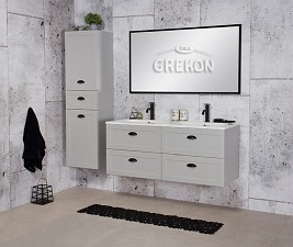 Szafka łazienkowa szara wisząca z umywalką 120/45/4 Grend