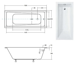 Wanna prostokątna do zabudowy 160 cm Modern Slim Besco