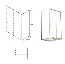 Kabina prysznicowa drzwi rozsuwane 100x80 cm Actis Besco