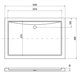 Brodzik prostokątny 120x80 niski Alpina Besco