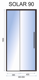 Drzwi prysznicowe szerokość 90 cm czarne profile Solar Rea