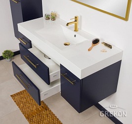 Szafka wisząca z umywalką granatowy mat 120/50C cm Belli Gold Gante