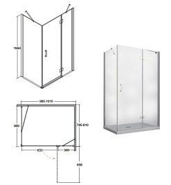 Kabina prysznicowa prostokątna 80x100 Viva Besco model prawy