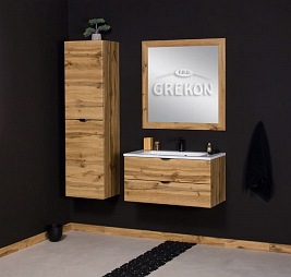 Szafka łazienkowa z umywalką wisząca dąb naturalny 80 cm Victa Gante
