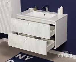 Szafka łazienkowa wisząca z umywalką biały mat 80 cm Argento Gante