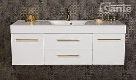 Szafka wisząca biały mat z umywalką 140 cm Nela Belli Gold Gante