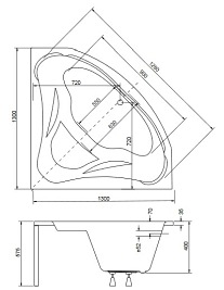 Wanna symetryczna narożna 130x130 Mia Besco