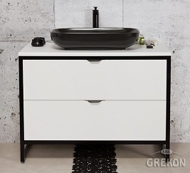 Biała szafka z czarną umywalką loft 100 cm seria New York