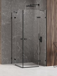 Czarna kabina prysznicowa drzwi uchylne podwójne 100x80 EXK-1616 Avexa Black New Trendy