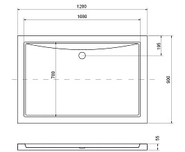 Brodzik prostokątny 120x90 niski Alpina Besco