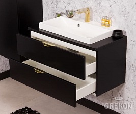 Czarna szafka łazienkowa z umywalką 80 cm Liv Victa