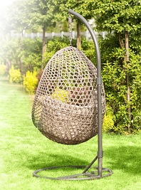Fotel wiszący kokon jasno szary Alanis Loge Garden