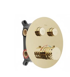 Zestaw prysznicowy podtynkowy termostat box Lungo Diamond złoty Rea