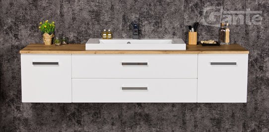 Szafka wisząca z umywalką 180 cm blat dąb naturalny 180/39/C2 seria Fokus B