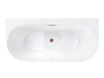 Wanna akrylowa, przyścienna wolnostojąca szeroka krawędź Mono Corsan 170 cm korek klik-klak miedziany