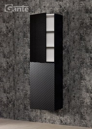 Regał łazienkowy wiszący szklane fronty czarny uchwyt Glow Gante