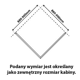 Czarna kabina prysznicowa 90x90 kwadratowa drzwi uchylne KZ1390BB