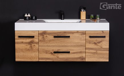 Szafka wisząca z umywalką 120 cm kolor dąb naturalny 50/C seria Fokus Loft Gante