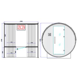 Sauna fińska ogrodowa zewnętrzna beczka 6 osobowa 210x210 Tromso-HG