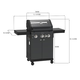 Grill gazowy ZEUS-B kolor czarny ruszt żeliwny moc 11,5 kW + pokrowiec + palnik boczny