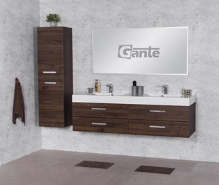 Szafka łazienkowa wisząca z umywalką 160 cm 50/4 Nela Fokus kolor orzech