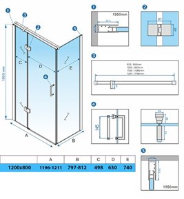Czarna Kabina prysznicowa prostokątna drzwi uchylne 120x80 KZ02DB